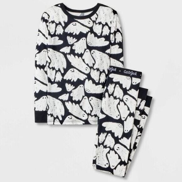Cat & Jack Halloween Pajamas Boys Girls 10 Ghost PJ Set Unisex Shirt Pants New - Picture 2 of 9